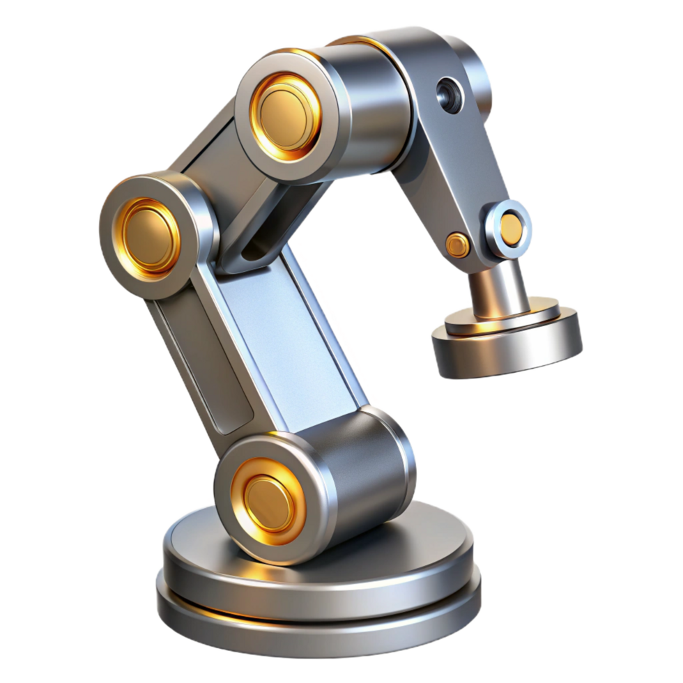 beautiful minimalist A single robotic arm, metallic and articulated genuine png