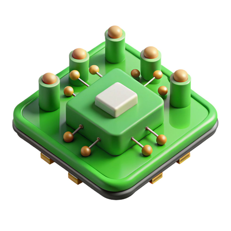 beautiful rustic A circuit board, green with multiple components premium png