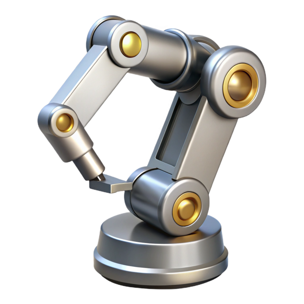 beautiful vintage A single robotic arm, metallic and articulated professional png