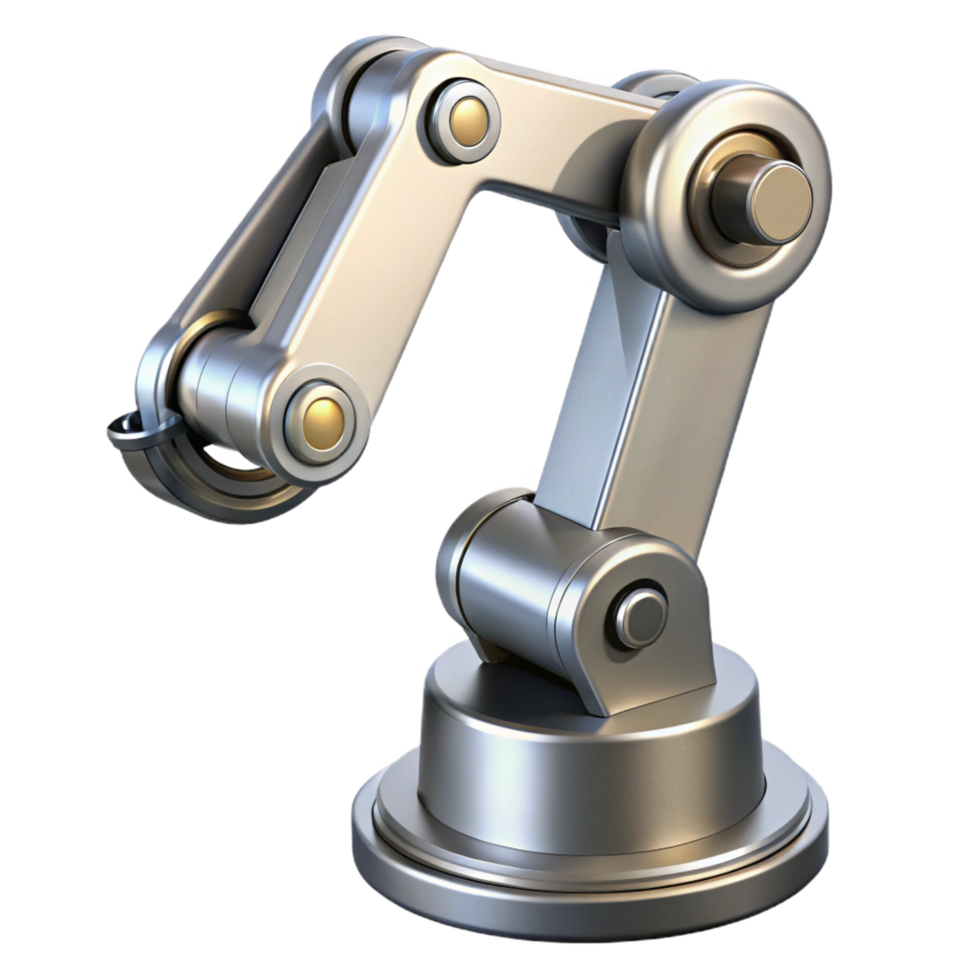 dramatic classic A single robotic arm, metallic and articulated high resolution png