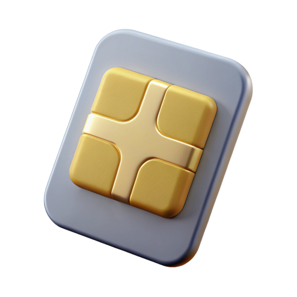 stunning abstract A single SIM card, gold contacts visible original png