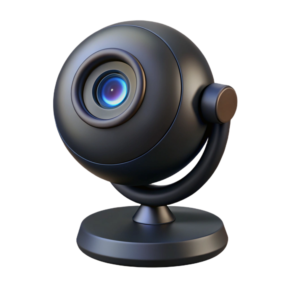 wonderful creative A webcam, black and circular, with a built-in microphone detailed png