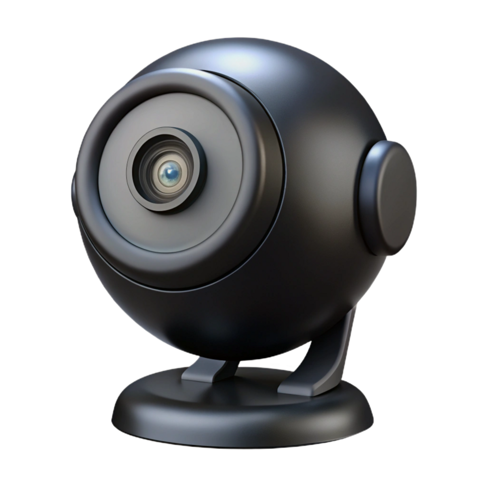 beautiful minimalist A webcam, black and circular, with a built-in microphone genuine png
