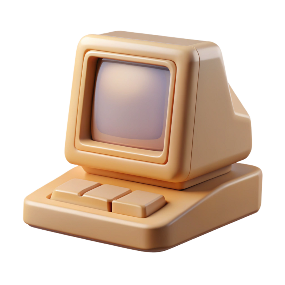 vibrant artistic A vintage computer, beige and boxy premium png