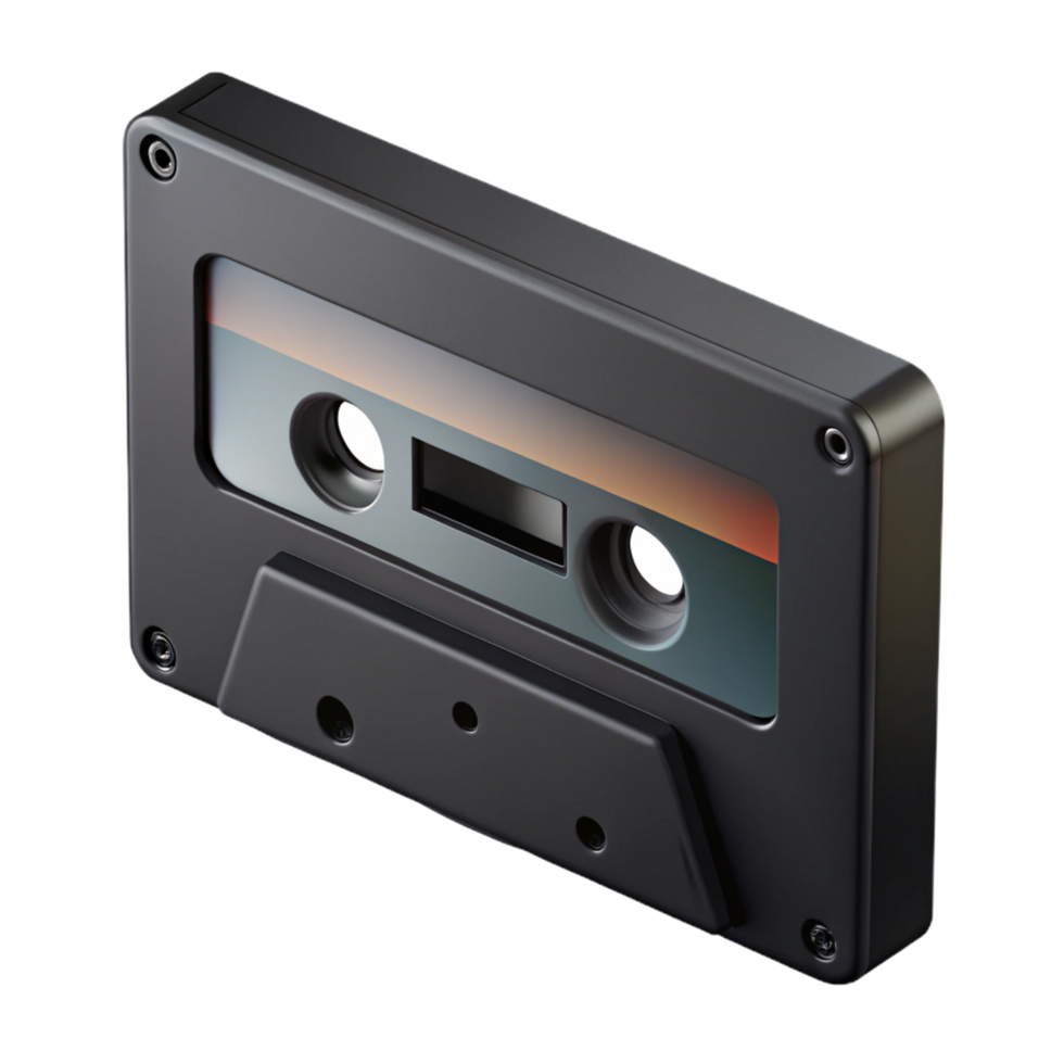 dramatic vintage A cassette tape, black and labeled premium png