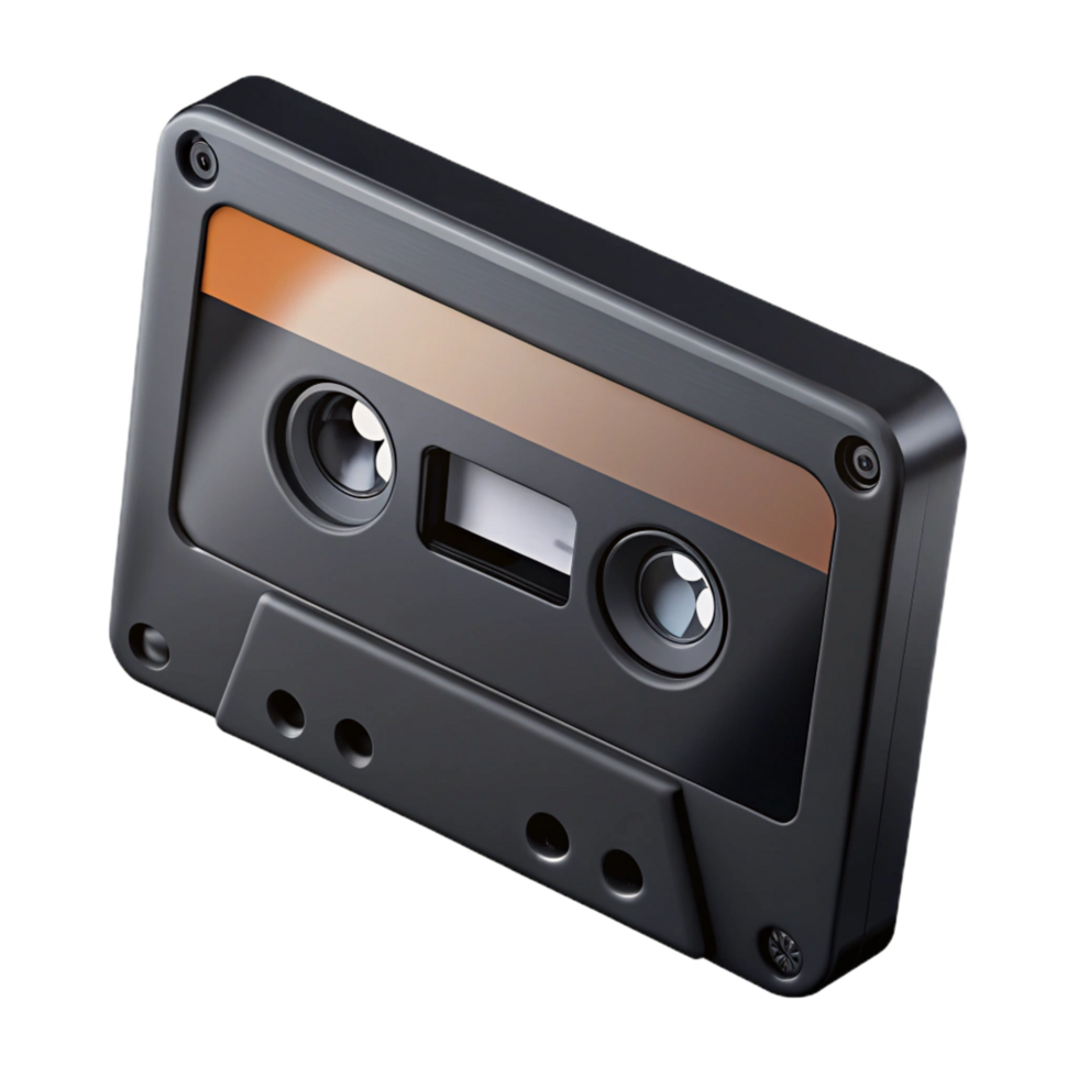 stunning creative A cassette tape, black and labeled premium png