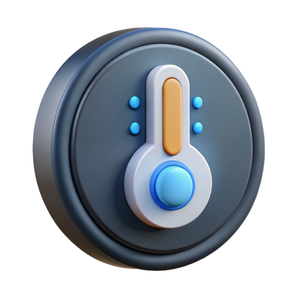 magnificent contemporary A smart thermostat, round and displaying temperature detailed png