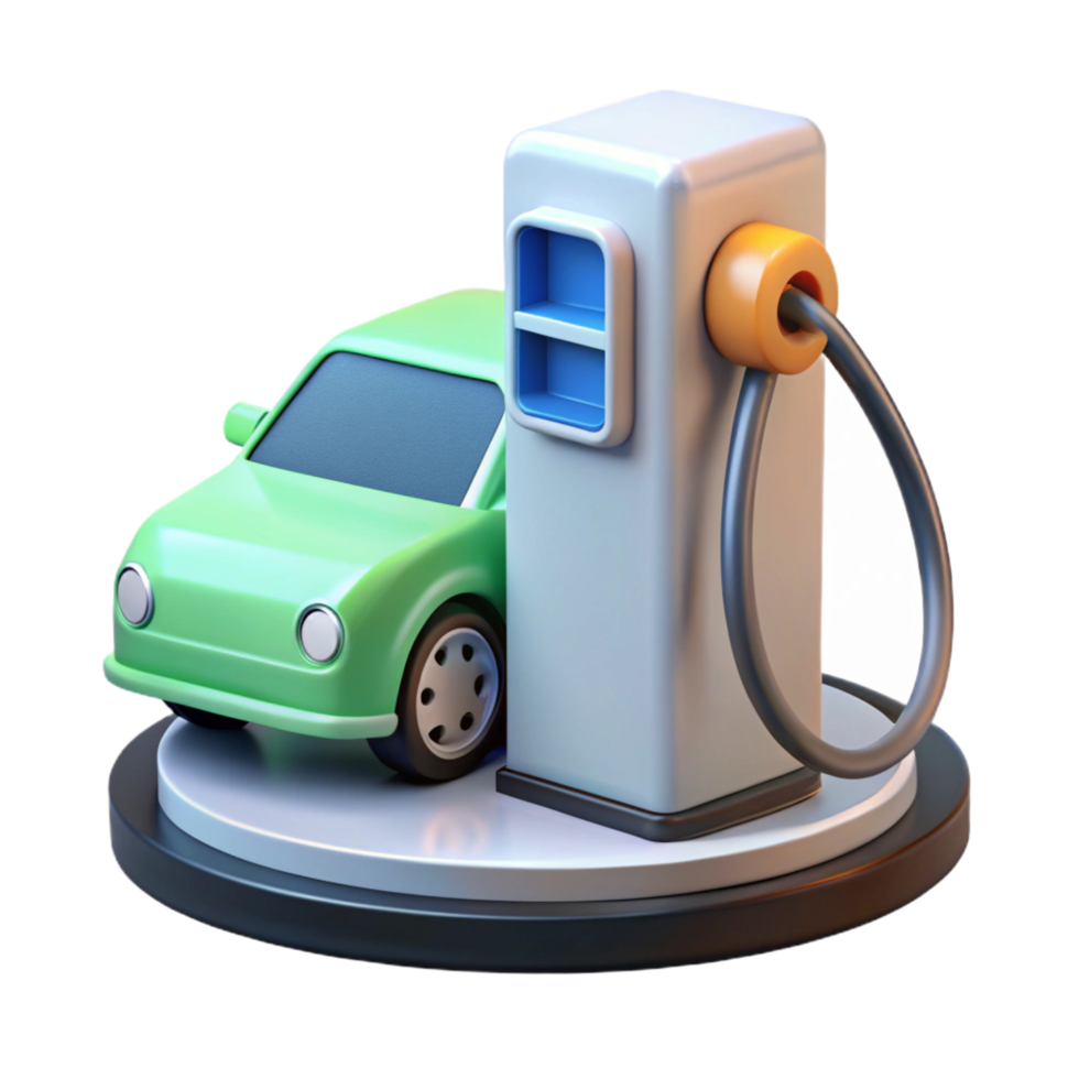 vibrant vintage A electric car charging station, white and sleek 4K png