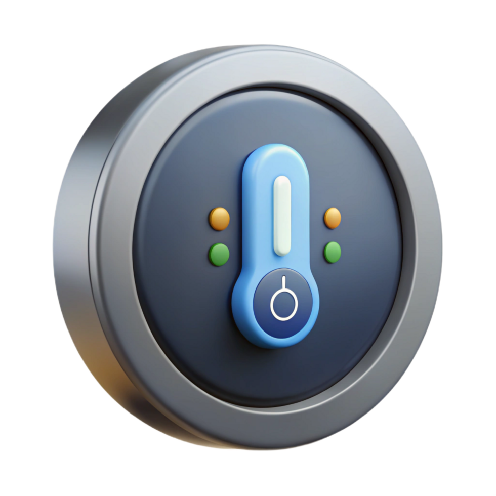 elegant rustic A smart thermostat, round and displaying temperature professional png
