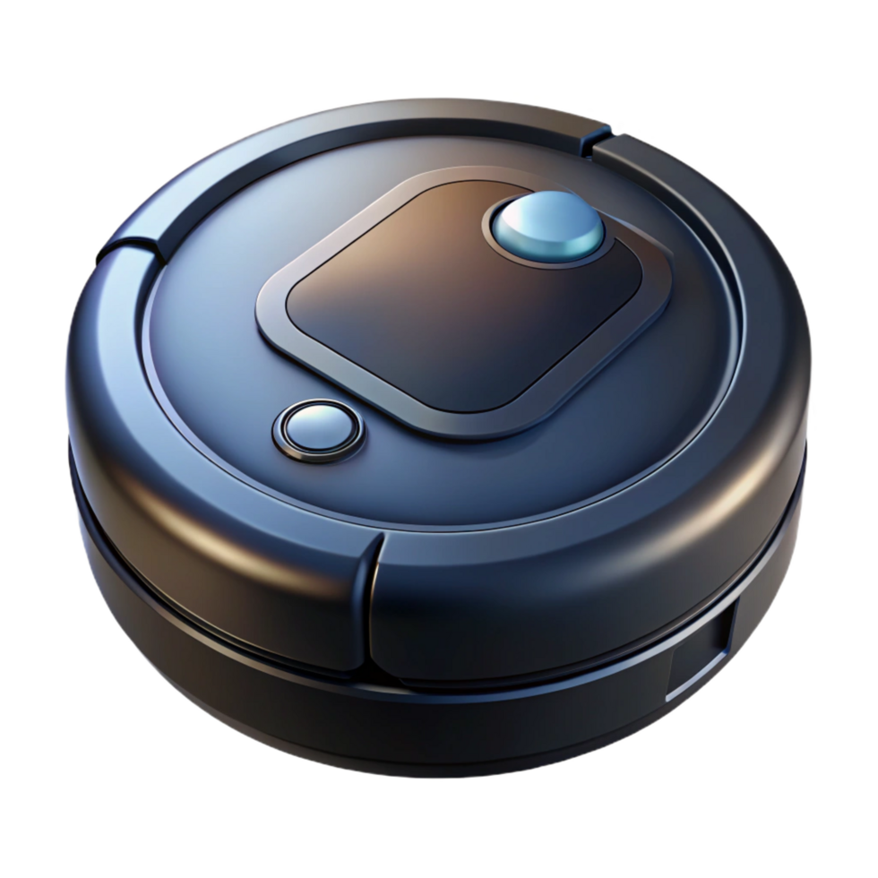magnificent artistic A robotic vacuum cleaner, round and black high quality png