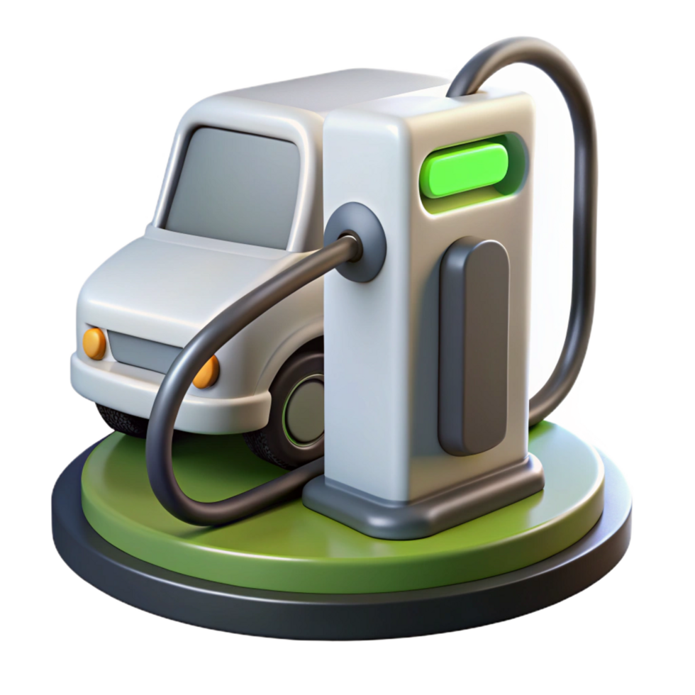 beautiful rustic A electric car charging station, white and sleek 4K png