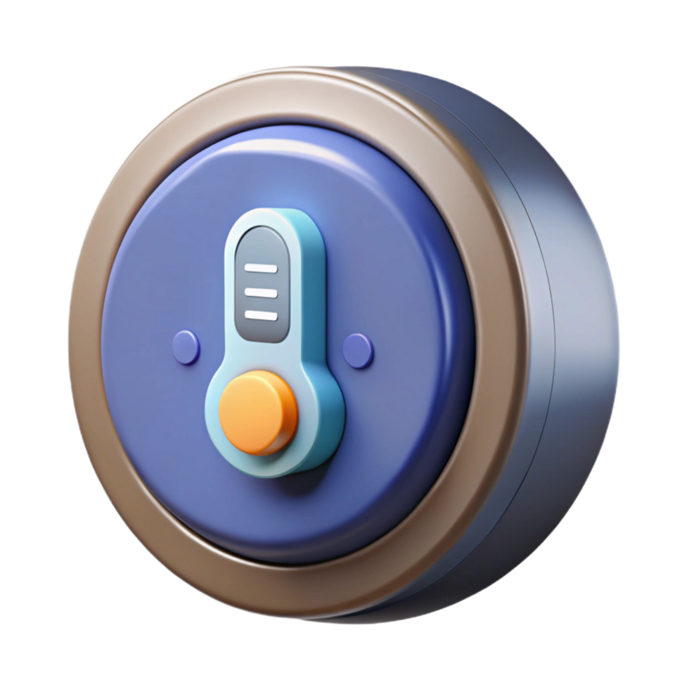 elegant modern A smart thermostat, round and displaying temperature detailed png