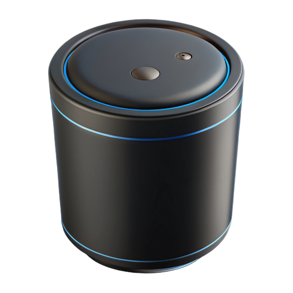 vibrant traditional A smart speaker, black and cylindrical 4K png