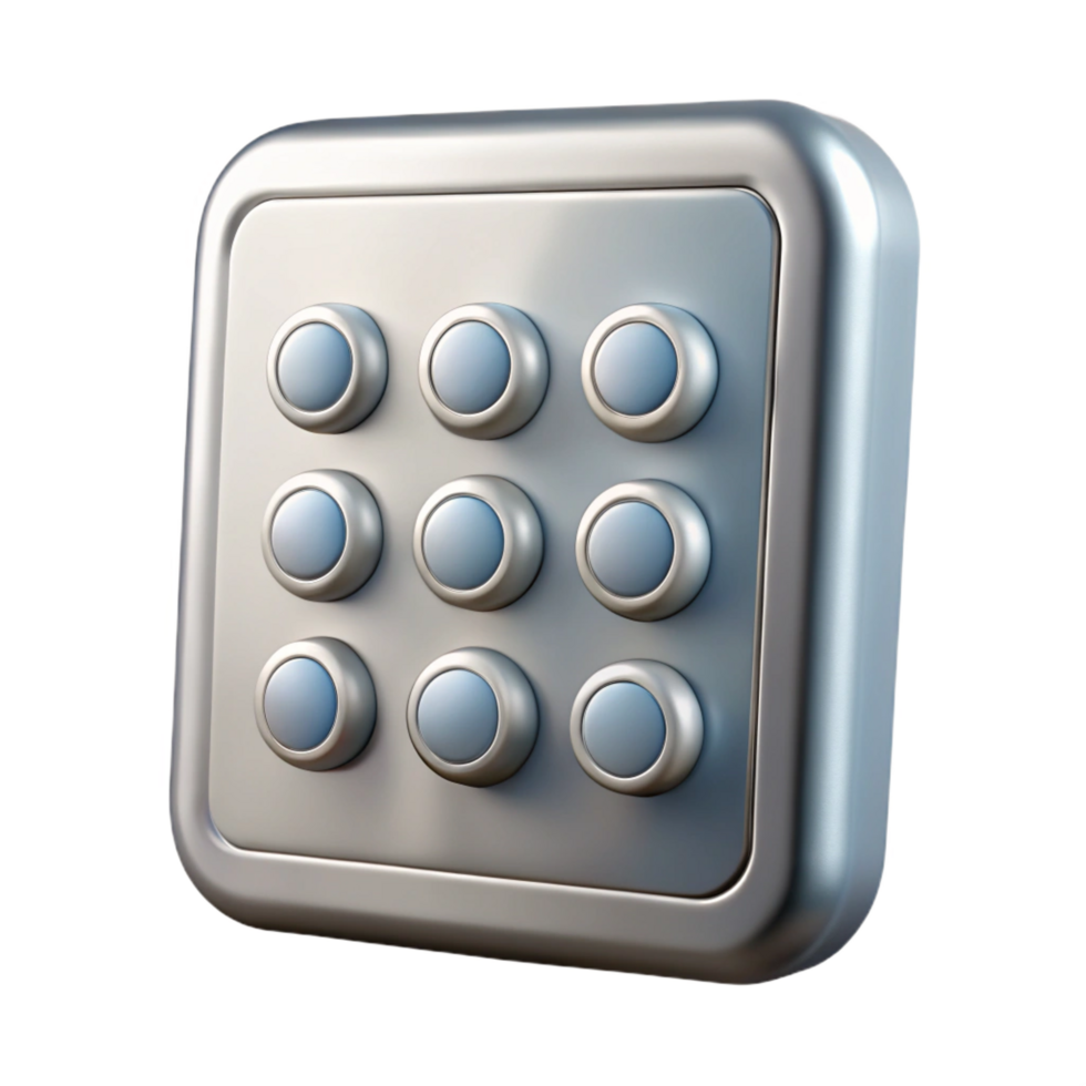 beautiful vintage A security system keypad, silver and rectangular exclusive png