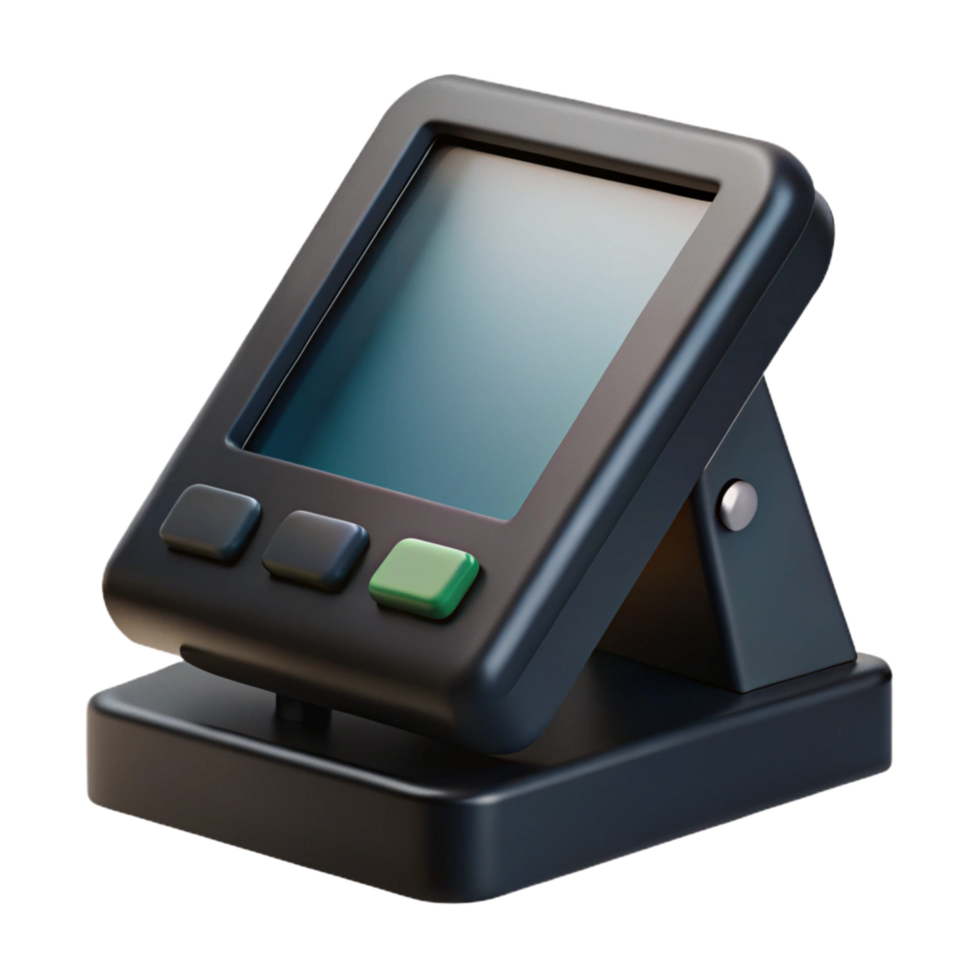 impressive traditional A POS terminal, black and touchscreen 4K png