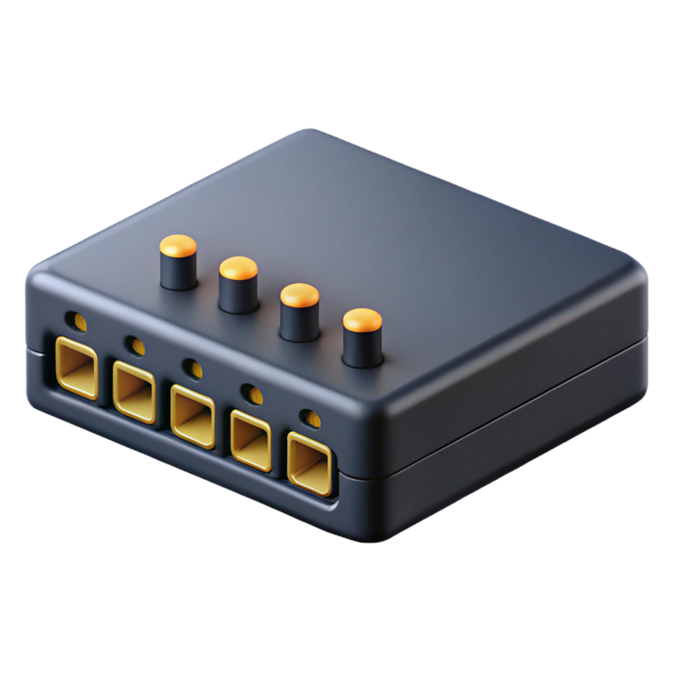 stunning artistic A network switch, black and with multiple ports 4K png