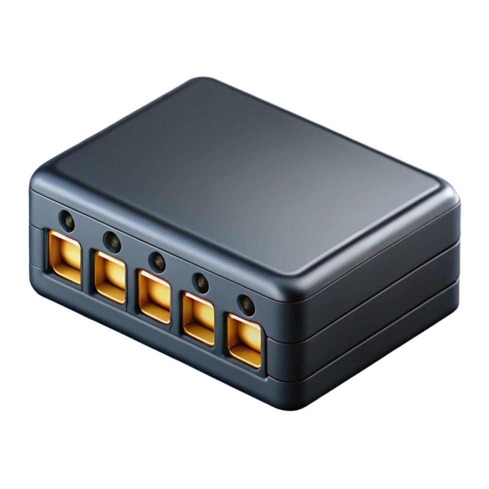 magnificent creative A network switch, black and with multiple ports 4K png
