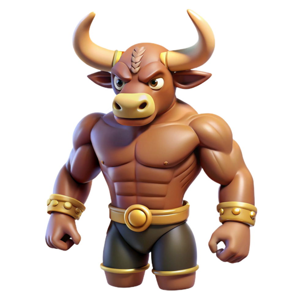 beautiful abstract Minotaur, mythical creature, bull head, human body, professional png