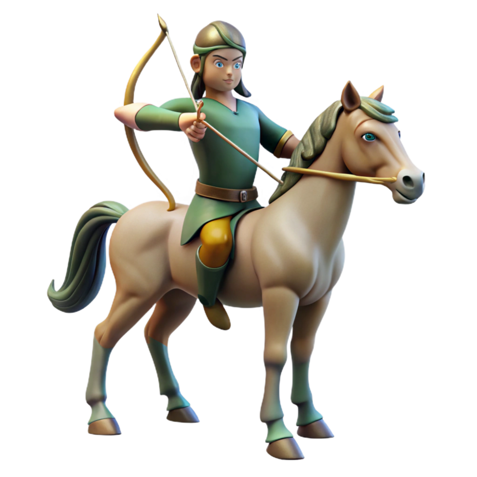 dramatic contemporary Centaur, half-human, half-horse, archer, authentic png