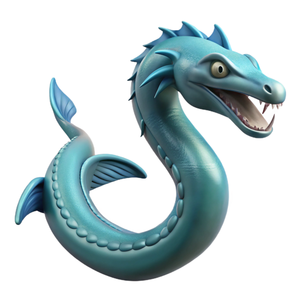 elegant classic Leviathan, sea serpent, authentic png