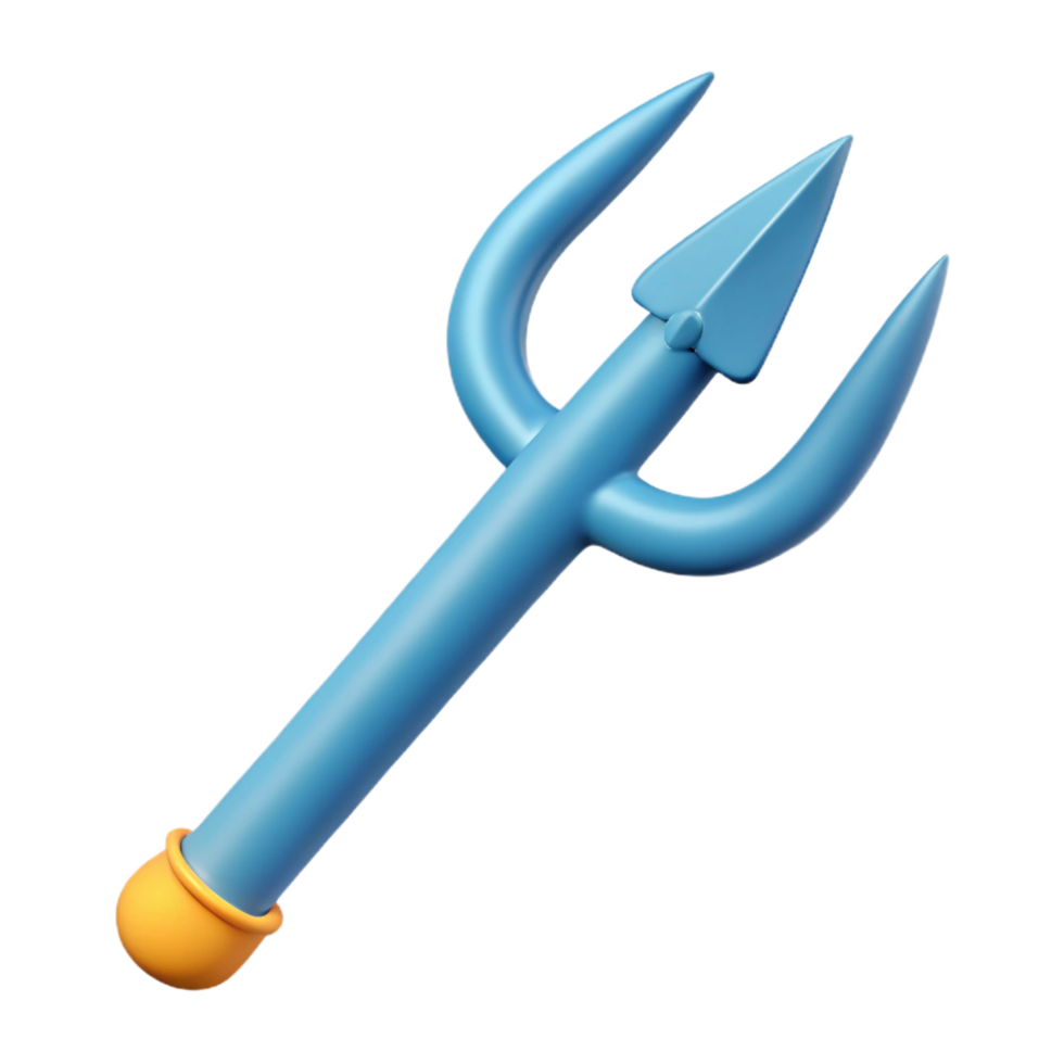 magnificent classic Trident, Poseidon's weapon, three-pronged spear, genuine png