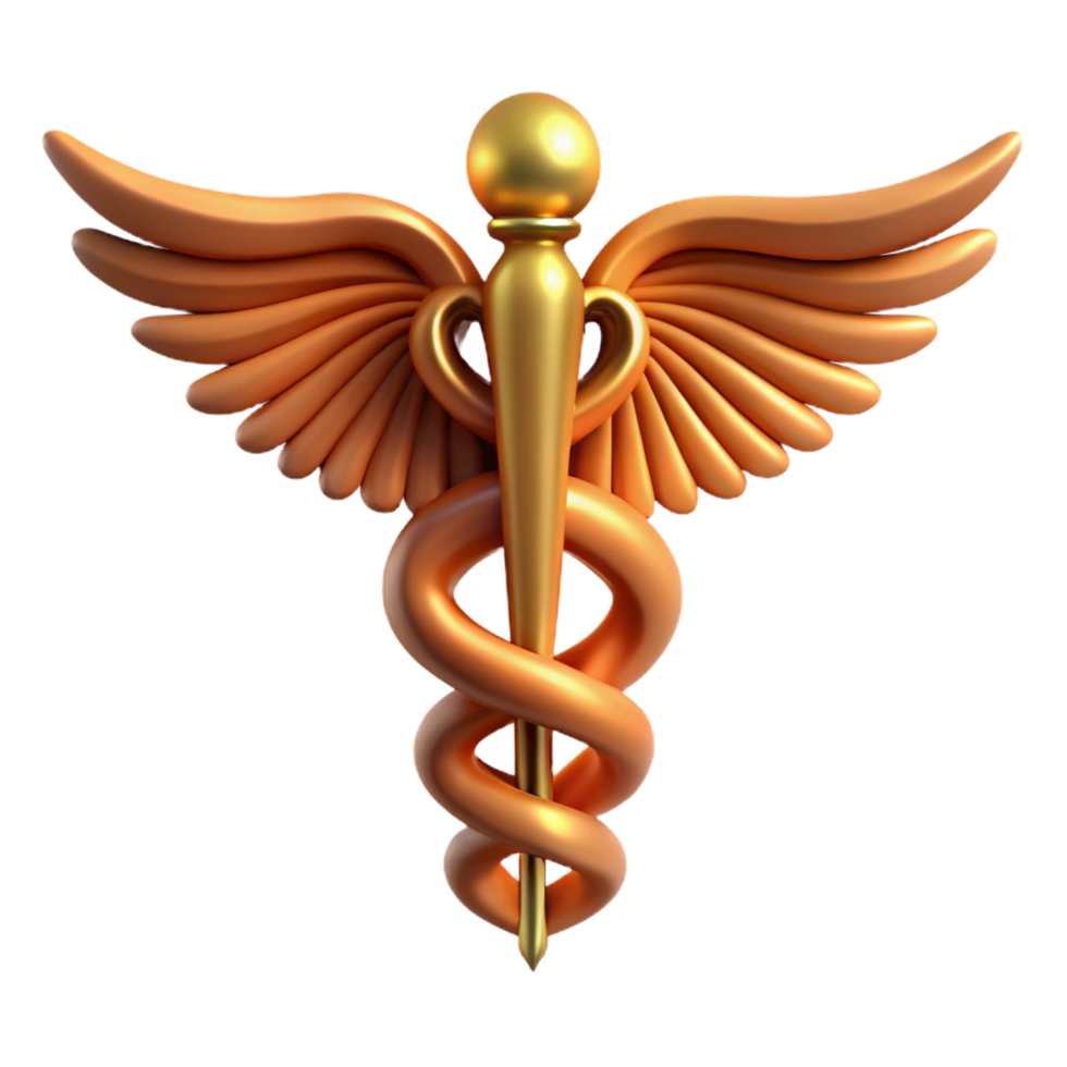 impressive minimalist Caduceus, Hermes' staff, medical symbol, professional png