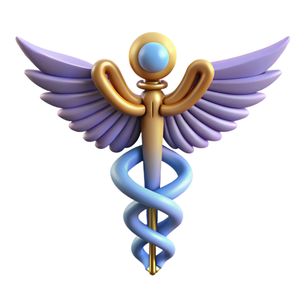 serene creative Caduceus, Hermes' staff, medical symbol, high resolution png