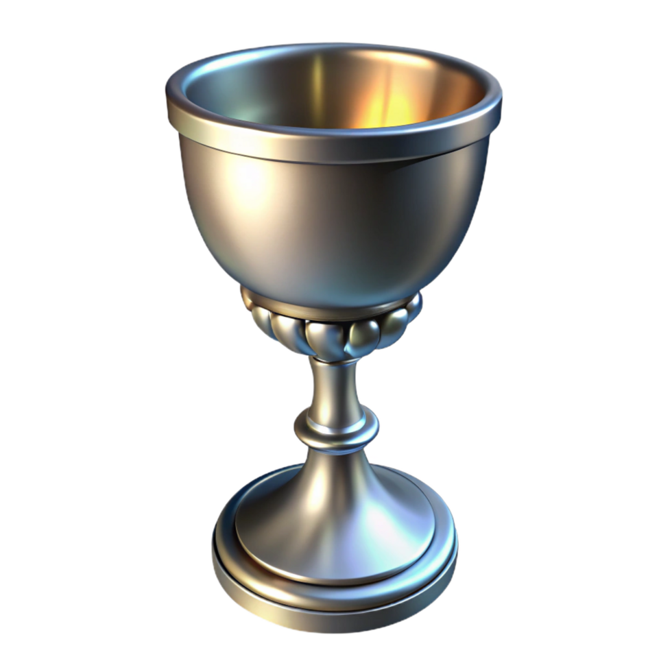 beautiful abstract A single, ornate silver chalice, glowing faintly high quality png