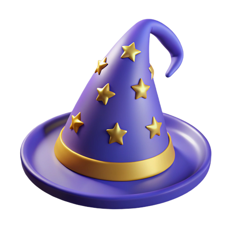 impressive modern A single, pointed wizard hat, adorned with stars and moons exclusive png