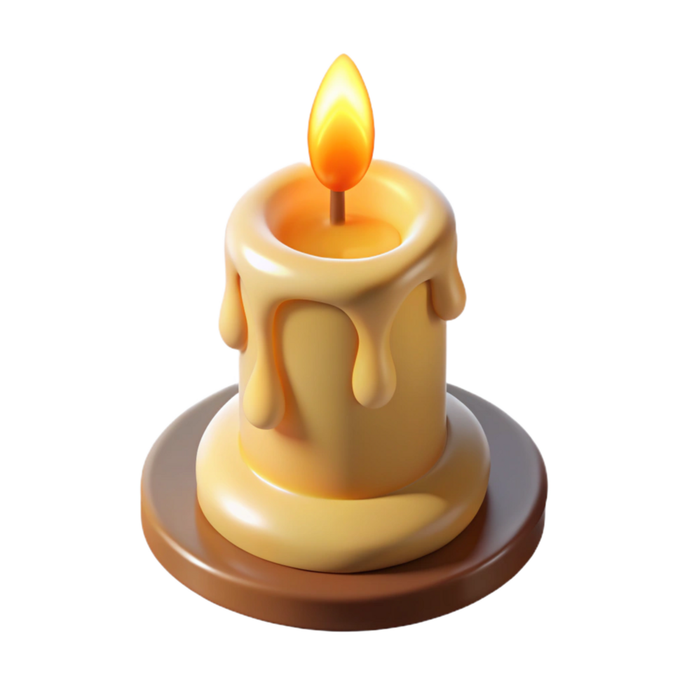 serene classic A single, burning candle, dripping wax exclusive png