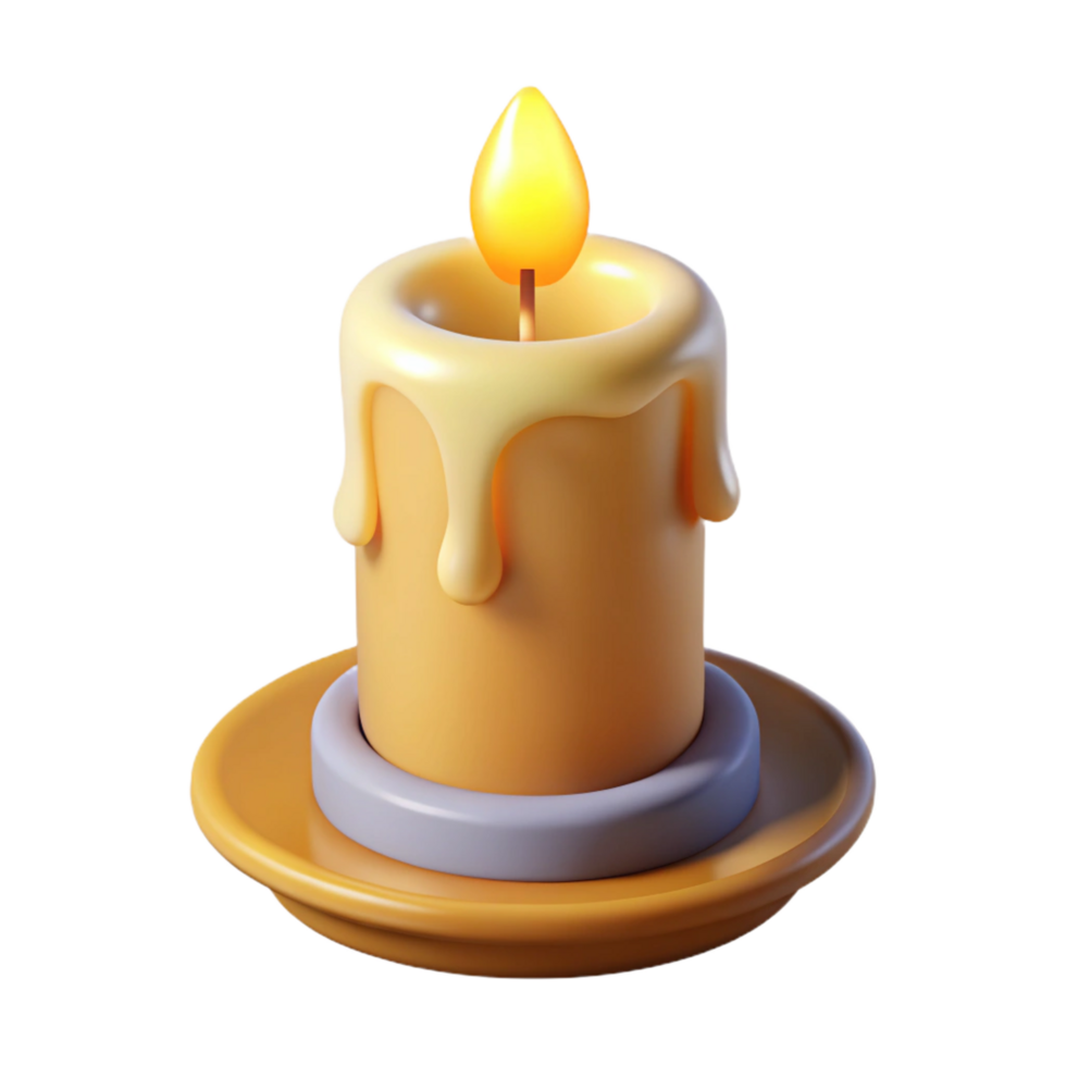 stunning traditional A single, burning candle, dripping wax authentic png