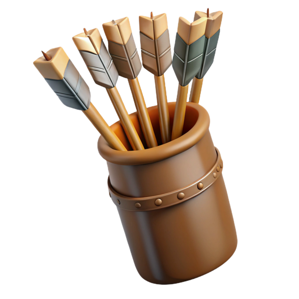 wonderful artistic A quiver full of arrows, fletched with eagle feathers professional png