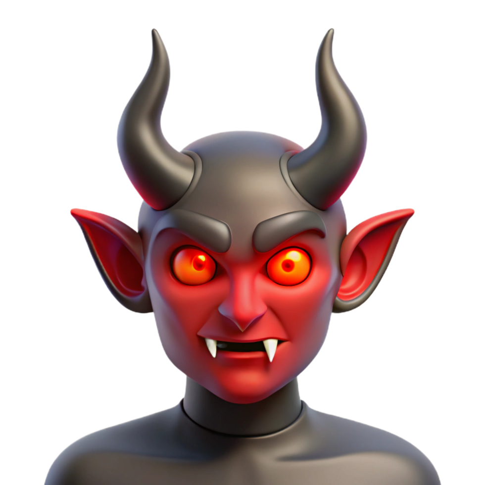 extraordinary artistic A horned demon, with glowing red eyes high resolution png