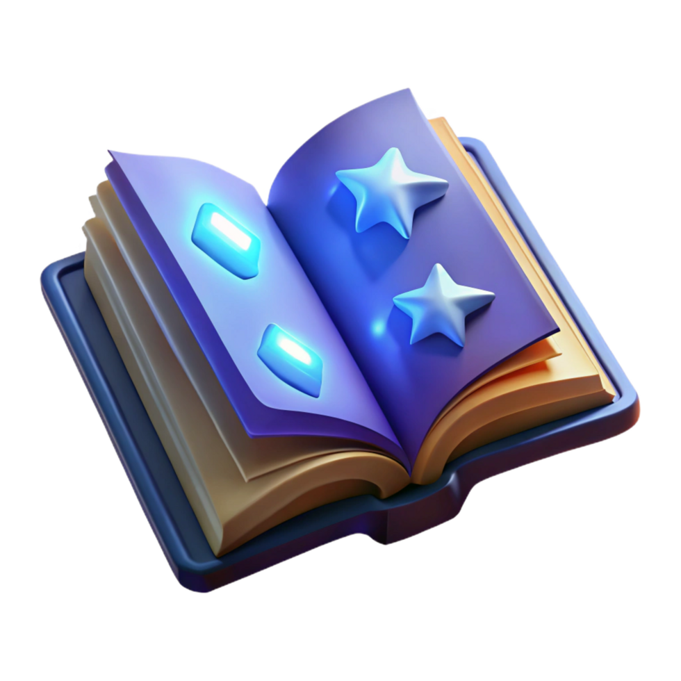 serene artistic A single, open book, with glowing runes genuine png