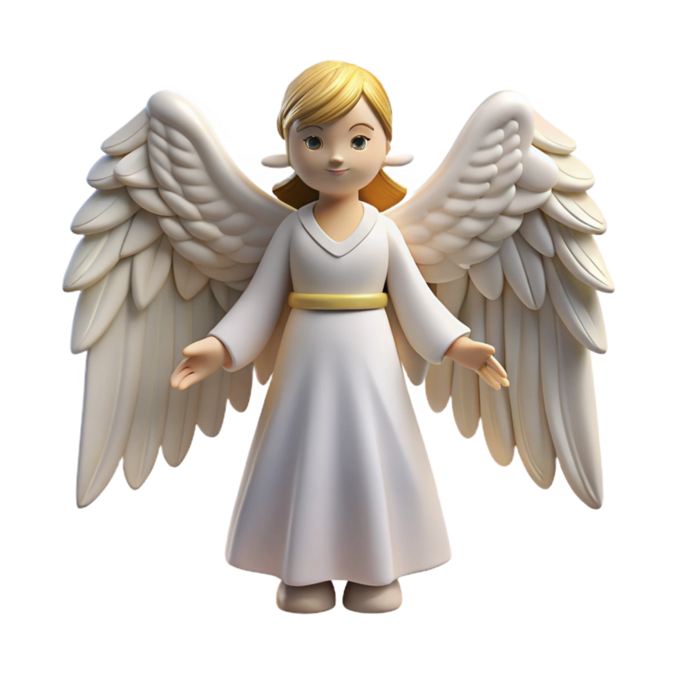 vibrant modern An angel, with large white feathered wings high resolution png