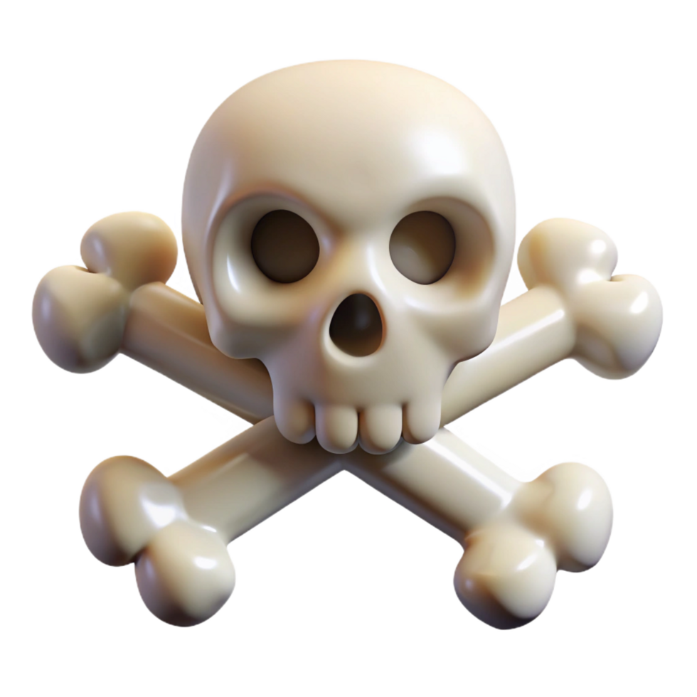 stunning classic A stylized skull and crossbones, made of bone premium png