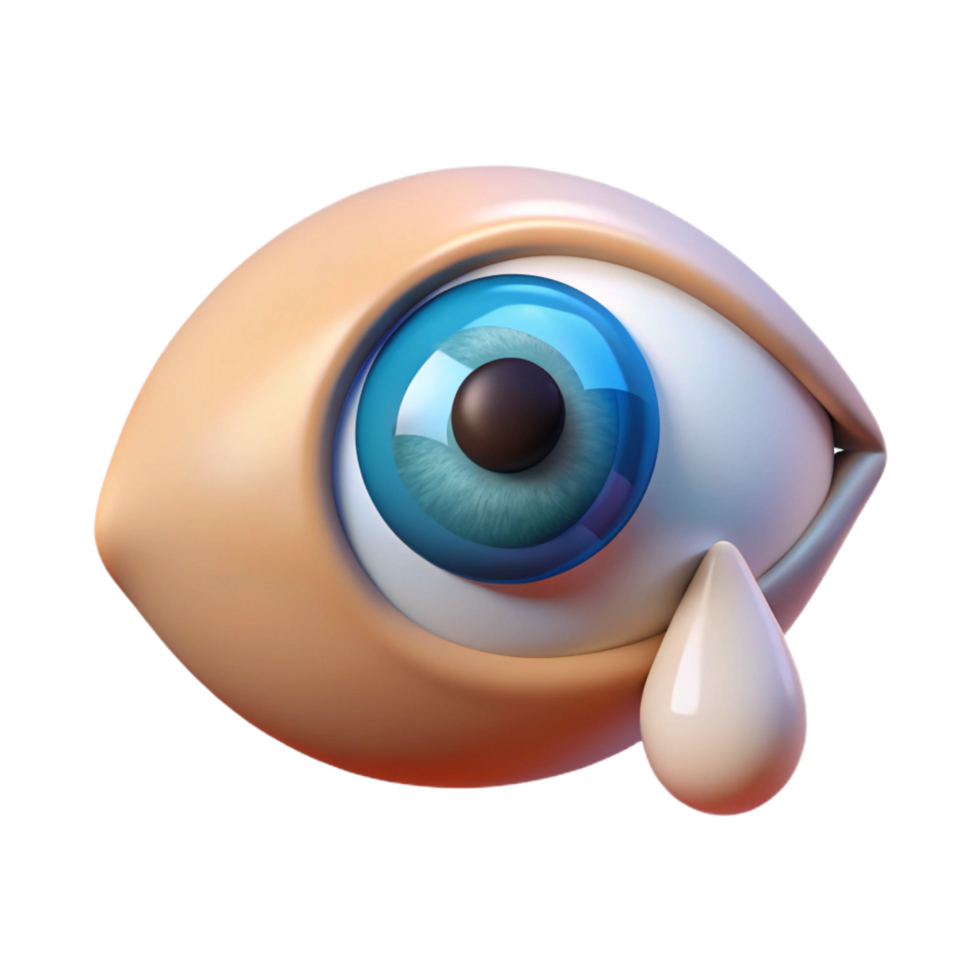 serene traditional A single, human eye, crying a single tear professional png