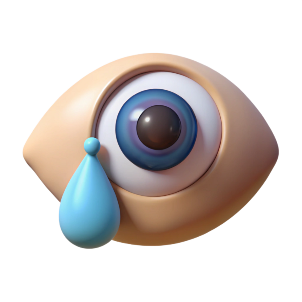 vibrant minimalist A single, human eye, crying a single tear detailed png