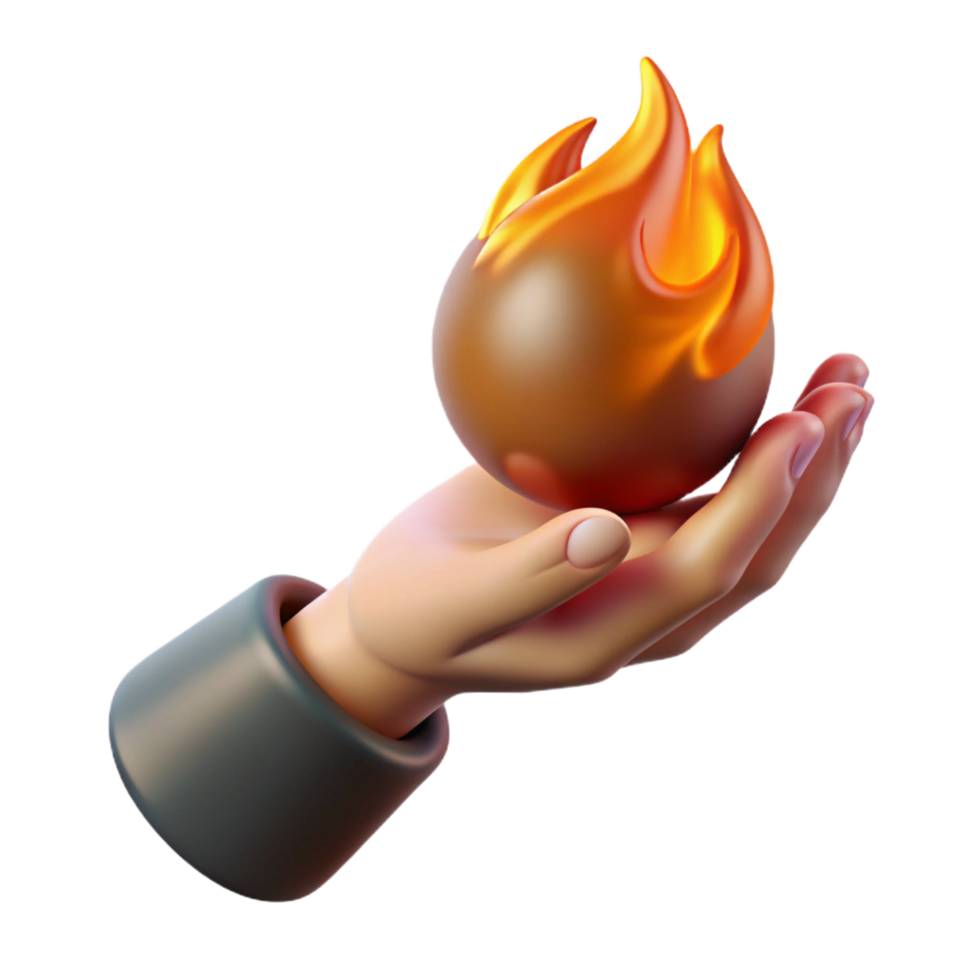 serene rustic A hand holding a fireball, ready to throw genuine png