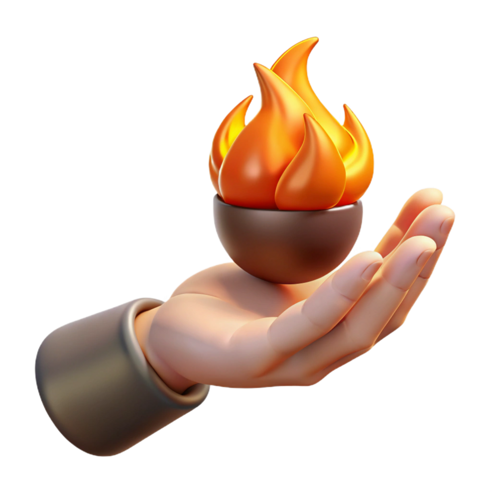 wonderful rustic A hand holding a fireball, ready to throw high resolution png