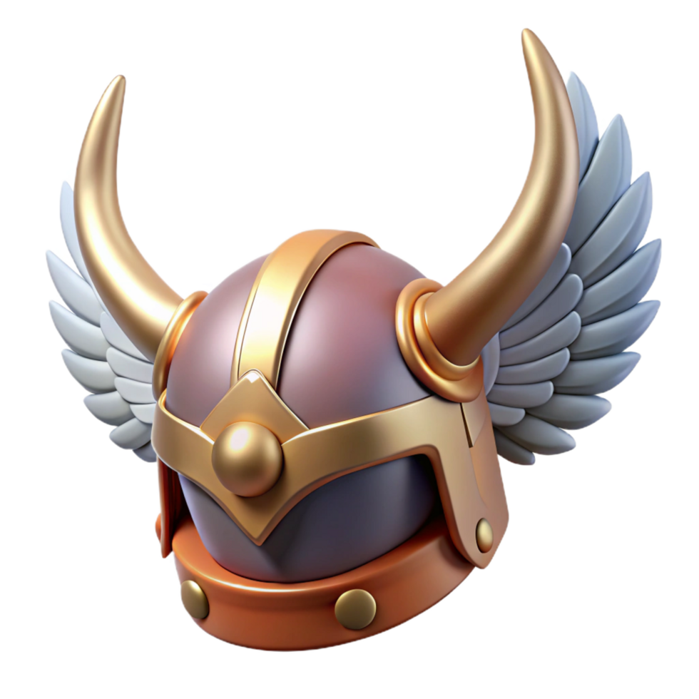 elegant creative A winged helmet, adorned with feathers and horns genuine png