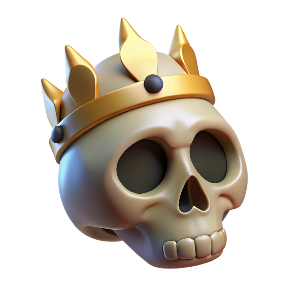 impressive creative A single, human skull, wearing a crown high quality png