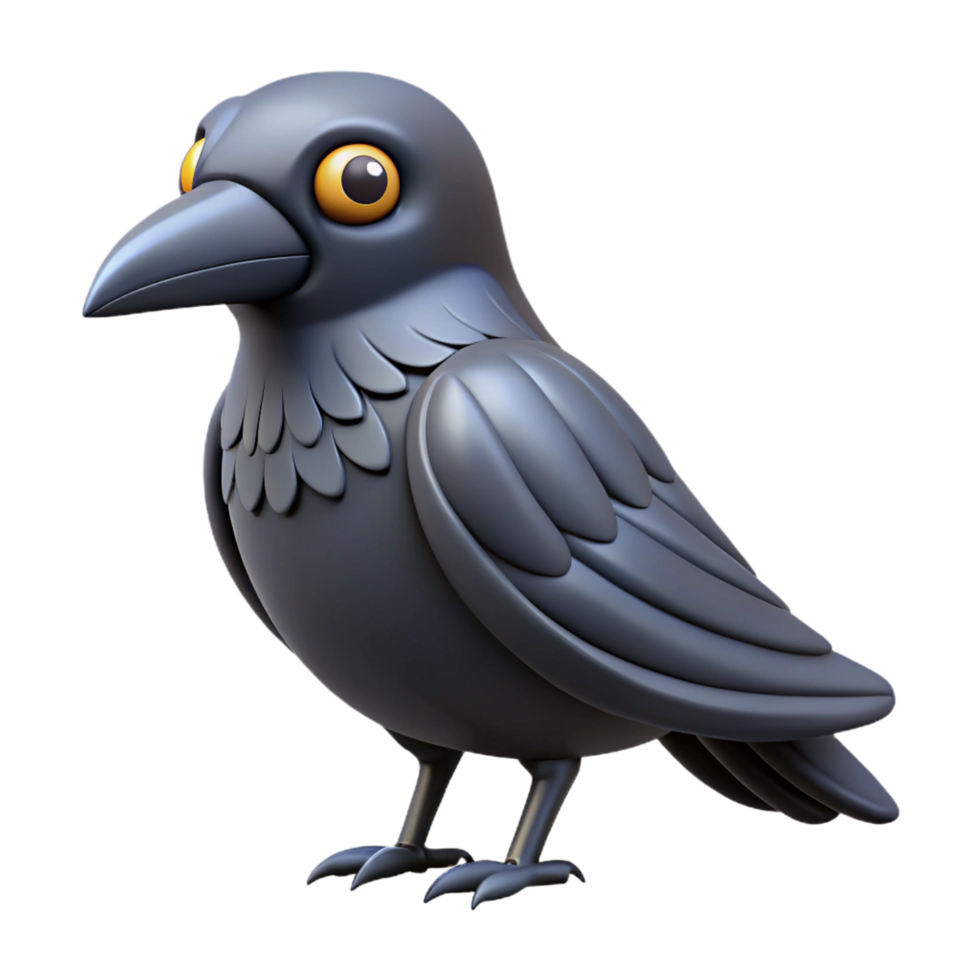 magnificent rustic A single, stylized raven, with black feathers high quality png