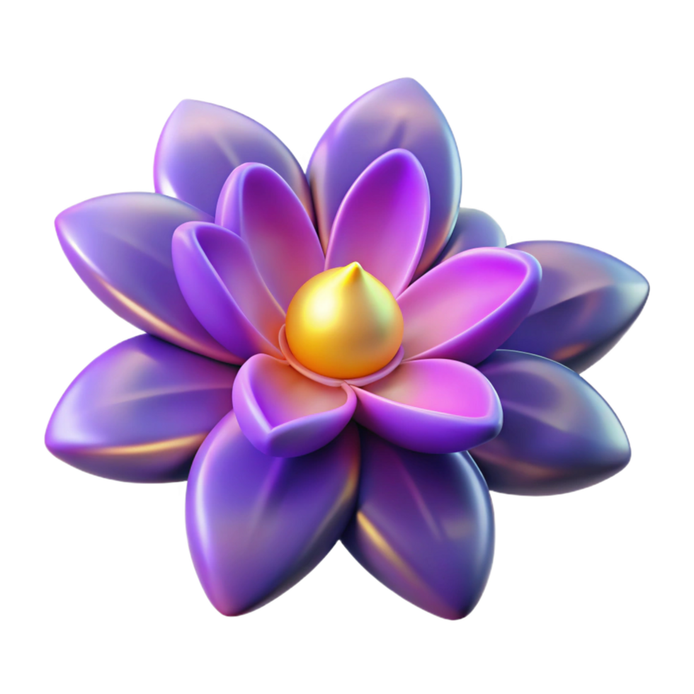 serene contemporary A single, stylized flower, with glowing petals high resolution png