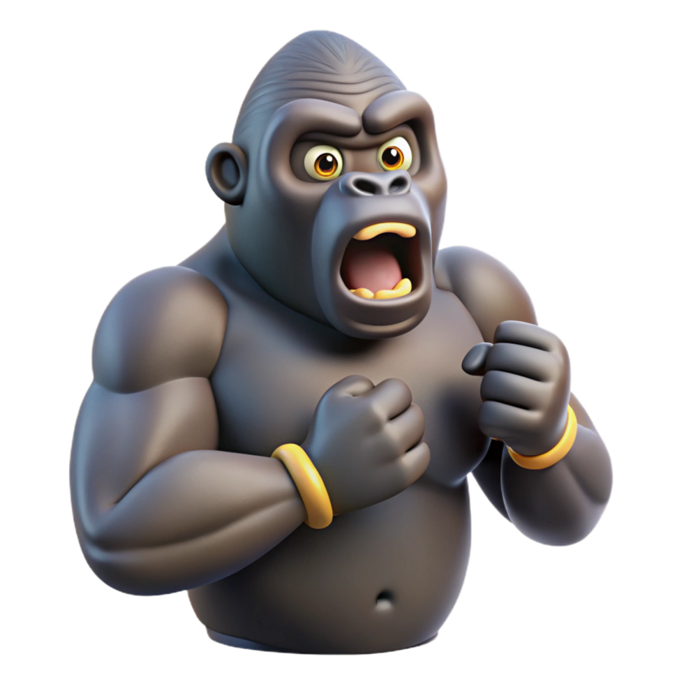 elegant abstract A gorilla beating its chest premium png