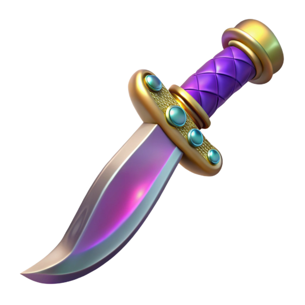 magnificent minimalist A gleaming, jewel-encrusted dagger with a curved blade high quality png