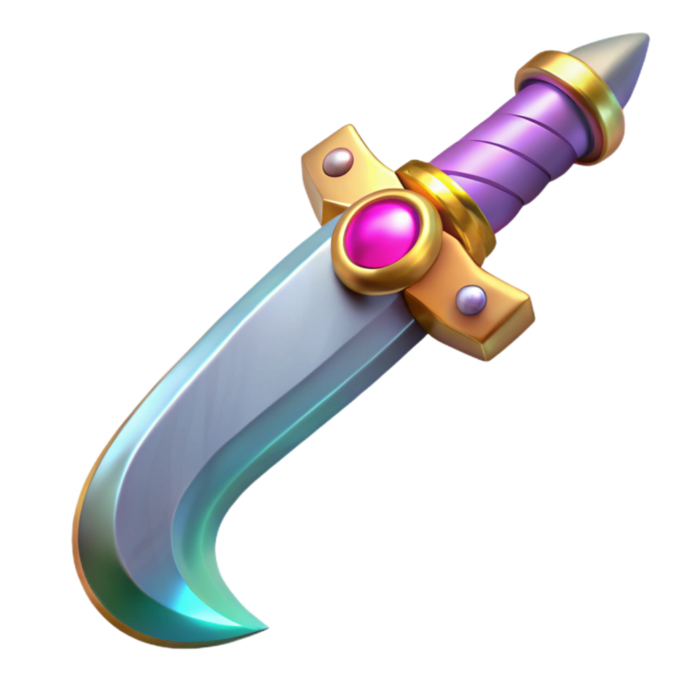 impressive creative A gleaming, jewel-encrusted dagger with a curved blade professional png