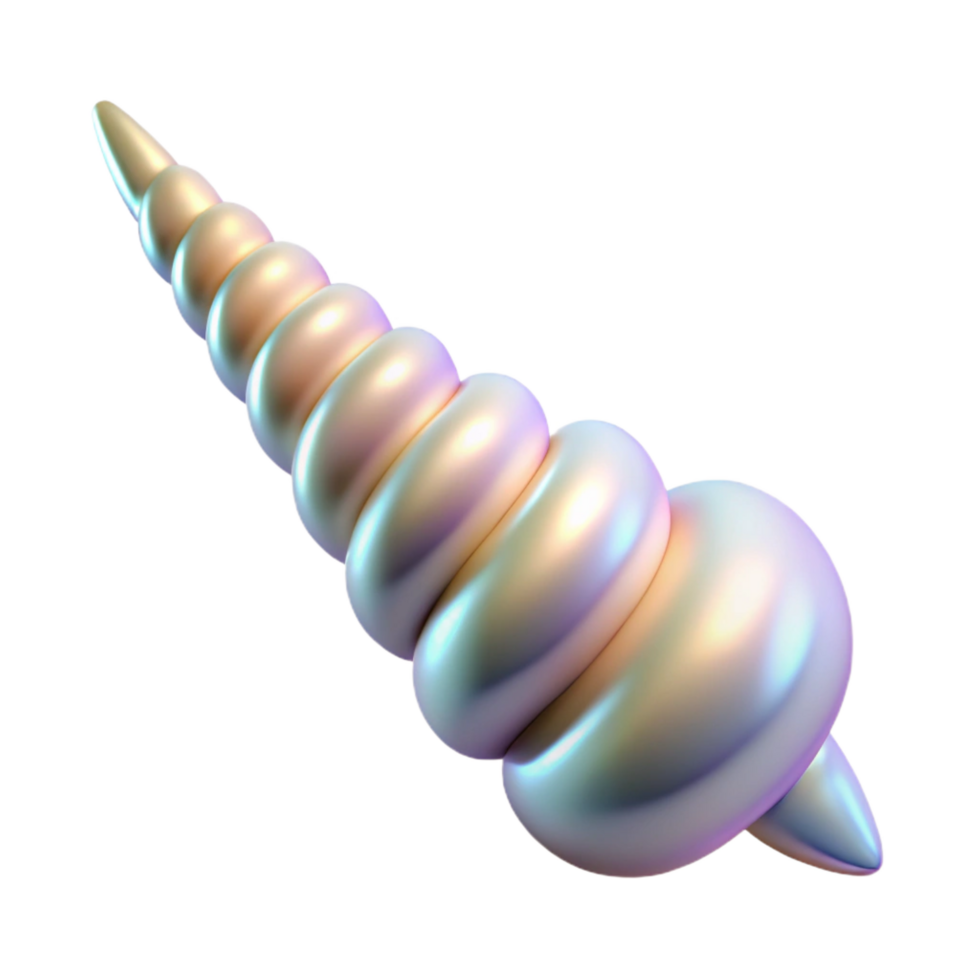vibrant minimalist A magical unicorn horn, spiraled and pearly white authentic png