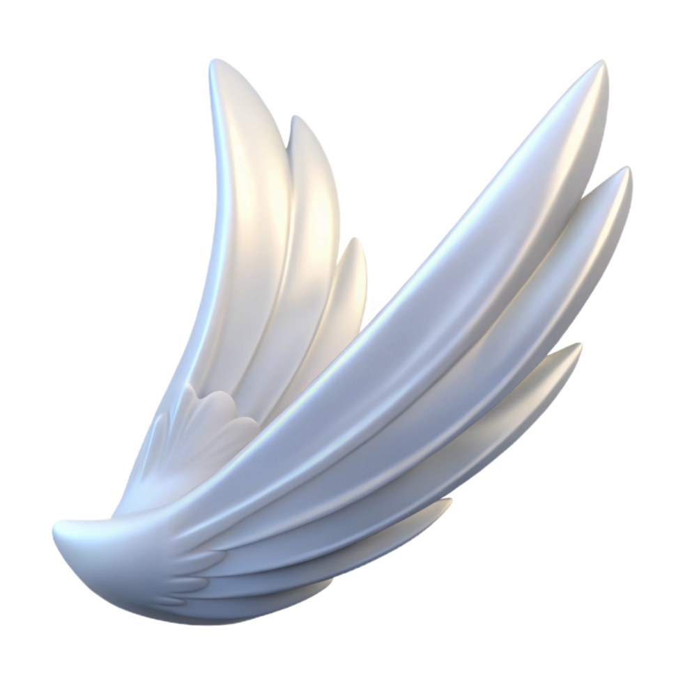 vibrant artistic A winged angel feather, pure white and luminous high resolution png