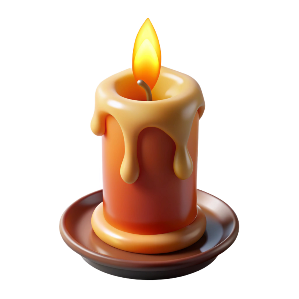 vibrant modern A single, burning candle, dripping wax, flickering flame authentic png